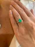 Bague Emeraude Colombie 1,43 Carats Diamants Or Gris 18 Carats