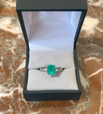 Bague Emeraude Colombie 1,43 Carats Diamants Or Gris 18 Carats