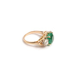 Certified 4.35 Carats Ethiopian Emerald Diamonds 18 Carats Yellow Gold Platinum Ring