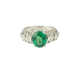 2,67 Carats Tsavorite Garnet Diamonds 18k White Gold Ring