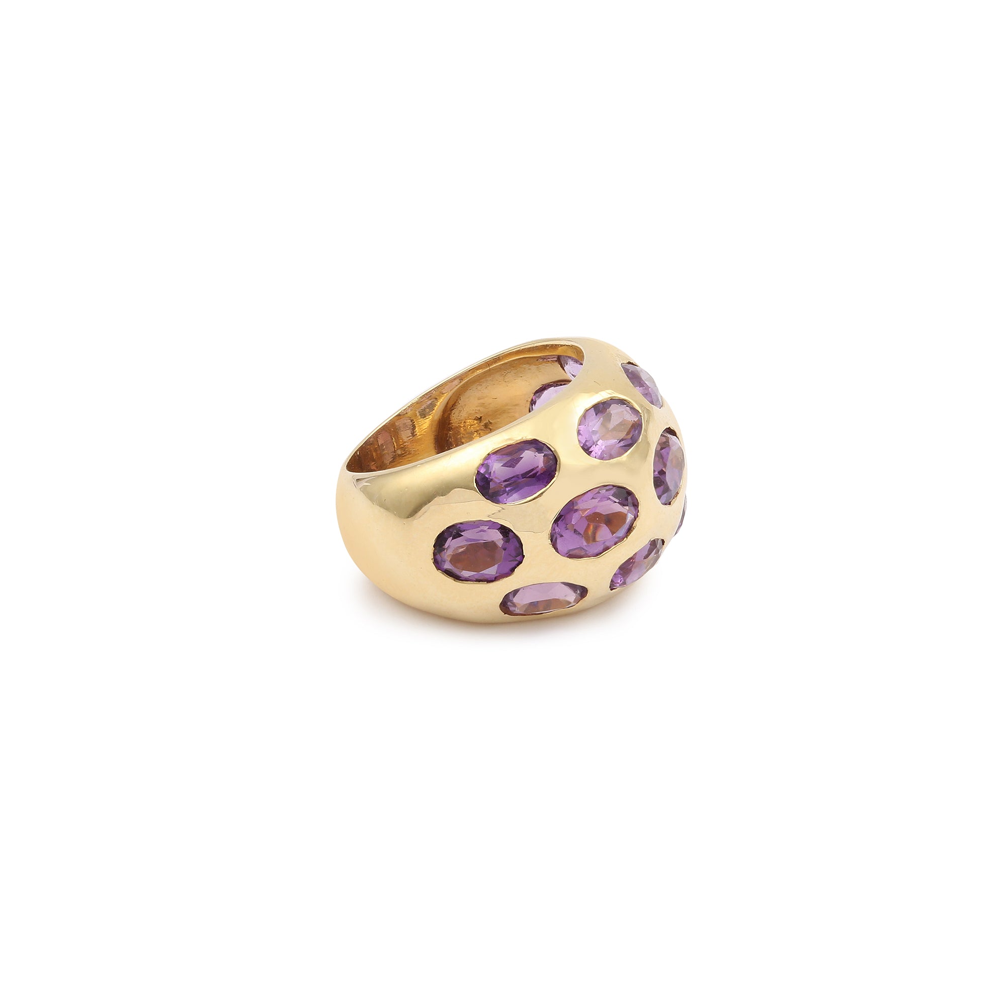 Amethysts 18 Carat Yellow Gold Band Ring