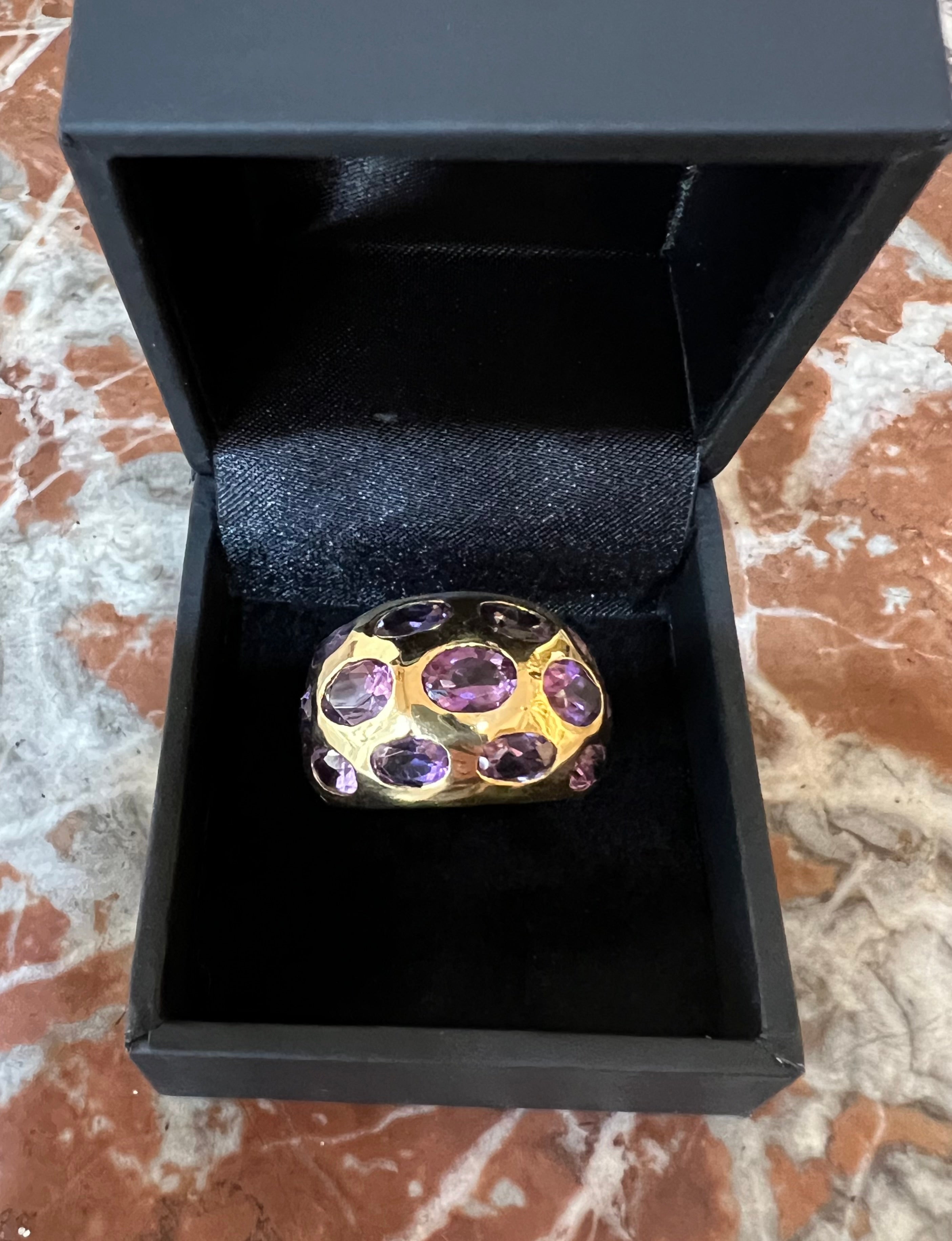 Amethysts 18 Carat Yellow Gold Band Ring