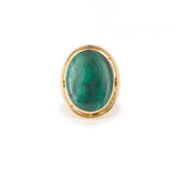 Bague Vintage Cabochon Malachite Or Jaune 18 Carats