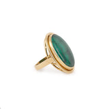 Bague Vintage Cabochon Malachite Or Jaune 18 Carats