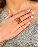 Bague Cocktail Morganite 15 Carats Diamants Or Jaune 18 Carats