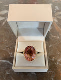 Bague Cocktail Morganite 15 Carats Diamants Or Jaune 18 Carats