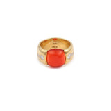 Fire Opal Cabochon Diamonds 18 Carat Yellow Gold Ring