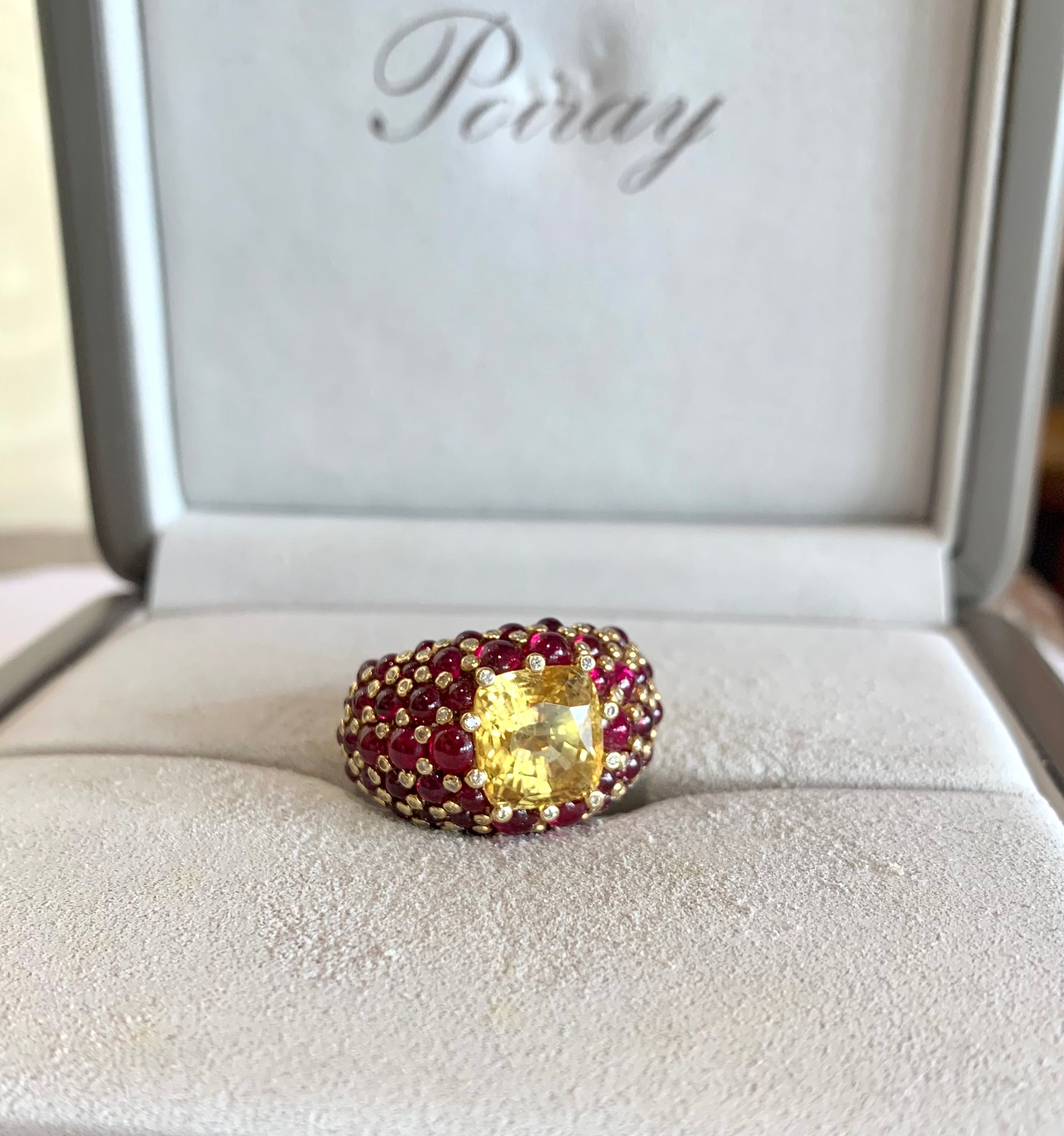 Poiray Tsarine Salome Ruby 7 Carats Yellow Sapphire Diamonds 18 Carats Yellow Gold Ring