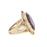 Amethyst Pink Sapphires Diamonds 18 Carat Rose Gold Pompadour Ring