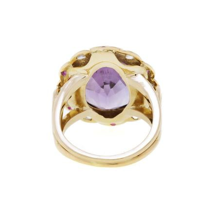 Amethyst Pink Sapphires Diamonds 14 Carat Rose Gold Pompadour Ring