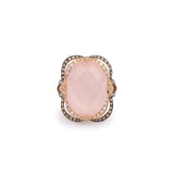 Pink Quartz Diamonds 18 Carat Yellow And Black Gold Ring