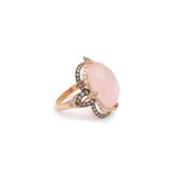 Pink Quartz Diamonds 18 Carat Yellow And Black Gold Ring