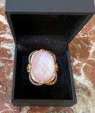 Pink Quartz Diamonds 18 Carat Yellow And Black Gold Ring