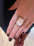 Pink Quartz Diamonds 18 Carat Yellow And Black Gold Ring