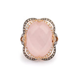 Pink Quartz Diamonds 18 Carat Yellow And Black Gold Ring