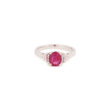 Certified Unheated Burmese 1 carat Ruby And Diamonds 18k White Gold Ring