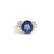 Bague Saphir Birman 8 Carats Non Chauffé Diamants Platine Or Gris 18 Carats (Certifié)