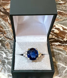 Bague Saphir Birman 8 Carats Non Chauffé Diamants Platine Or Gris 18 Carats (Certifié)
