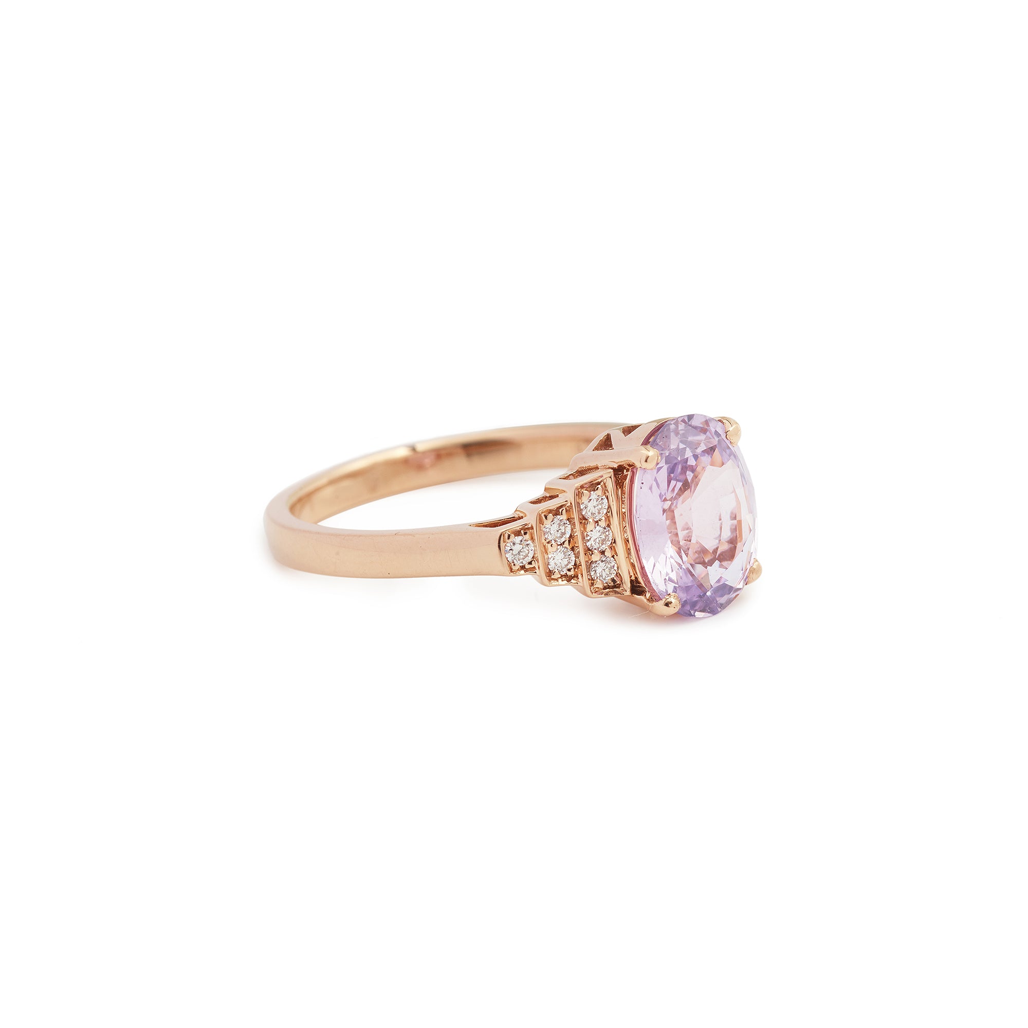 Unheated Madagascar 2.19cts Lilac Sapphire Diamonds 18 Carat Rose Gold Ring (Certified)