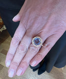Bague Saphir Ceylan Non Chauffé 3.72 Carats Diamants Or Rose 18 Carats (Certificat)
