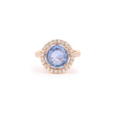 Bague Saphir Ceylan Non Chauffé 3.72 Carats Diamants Or Rose 18 Carats (Certificat)