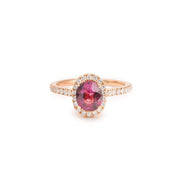 1.25 Carats Pink Sapphire Diamonds 18 Carats Rose Gold Pompadour Ring