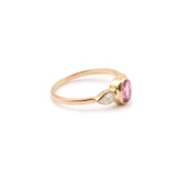 Pink Sapphire Diamonds 18 Carat Yellow Gold Trilogy Ring
