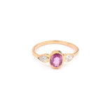 Pink Sapphire Diamonds 18 Carat Yellow Gold Trilogy Ring