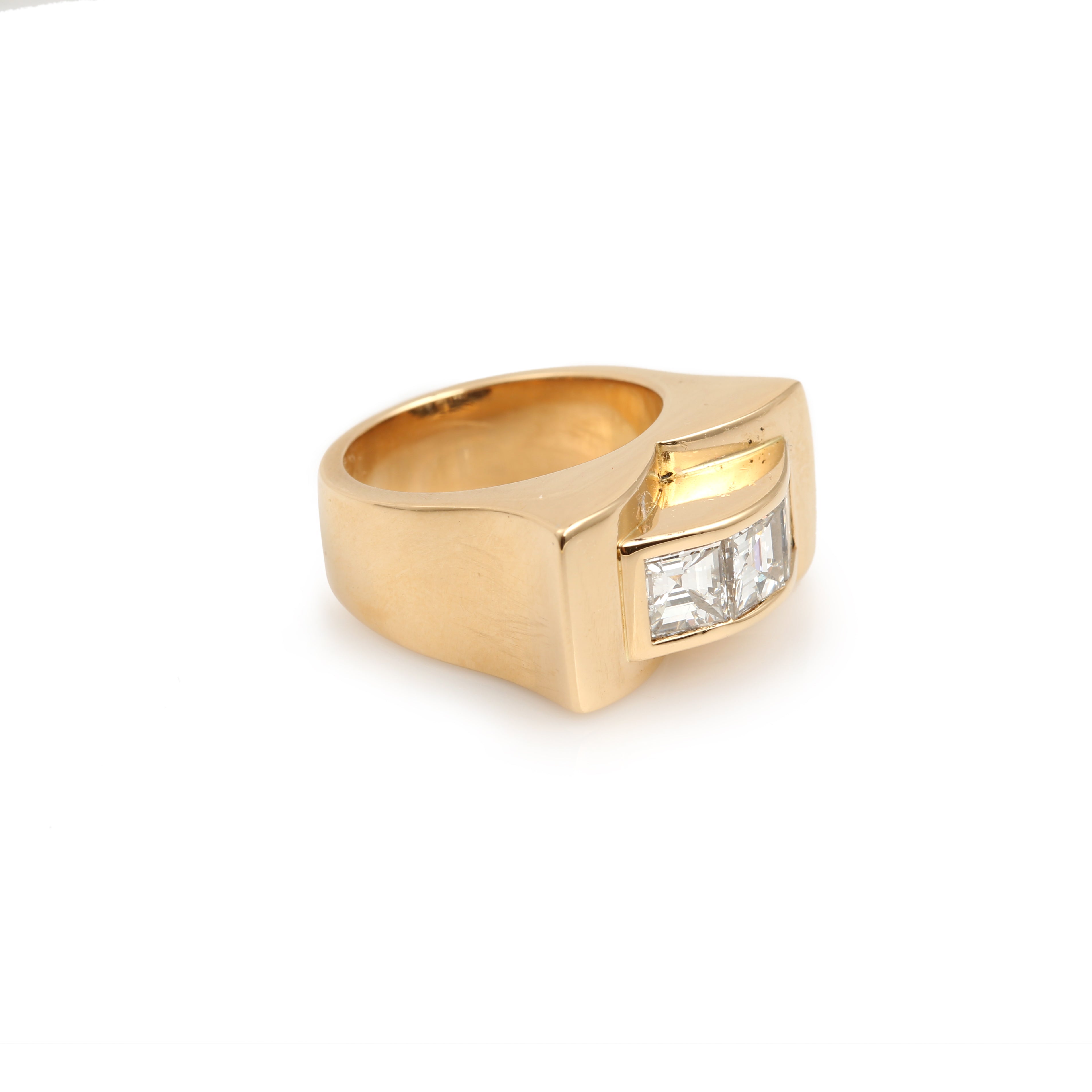 18k Tri Color Gold 750 Italy Signet Initial Letter Engravable Unisex Ring  New | eBay