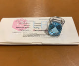 Certified Non Heated 24 Carats Topaz 18 Carats White Gold Ring