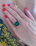 10.33 Carats Green Tourmaline Diamonds 18 Carat White Gold Ring