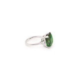 Bague Tourmaline Verte 10.33 Carats Coussin Diamants Or Gris 18 Carats