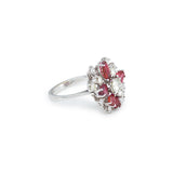 Vintage 1.10 Carats Diamonds 1.30 Carats Ruby 18 Carats White Gold Ring

