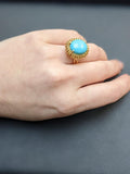 Vintage Sea Urchin Shaped Turquoise Cabochon 18 Carat Yellow Gold Ring