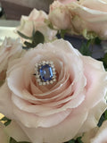Certified 6 carats Unheated Burmese sapphire diamonds Engagement 18K White Gold Ring