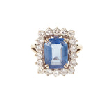 Bague Marguerite Saphir Birman Non Chauffé 6 carats Diamants Or Gris 18 Carats. Certificat LFG