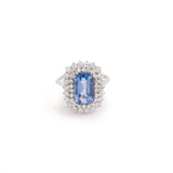 Certified 4.5 Carats Unheated Ceylon Sapphire Diamonds 18 Carats White Gold Daisy Ring