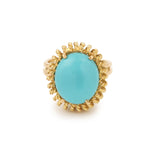 Vintage Sea Urchin Shaped Turquoise Cabochon 18 Carat Yellow Gold Ring