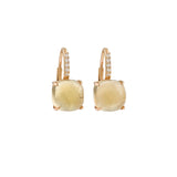Boucles d’oreilles Citrine Diamants Or Jaune 18 carats