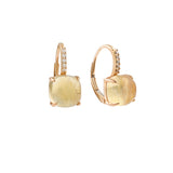 Boucles d’oreilles Citrine Diamants Or Jaune 18 carats