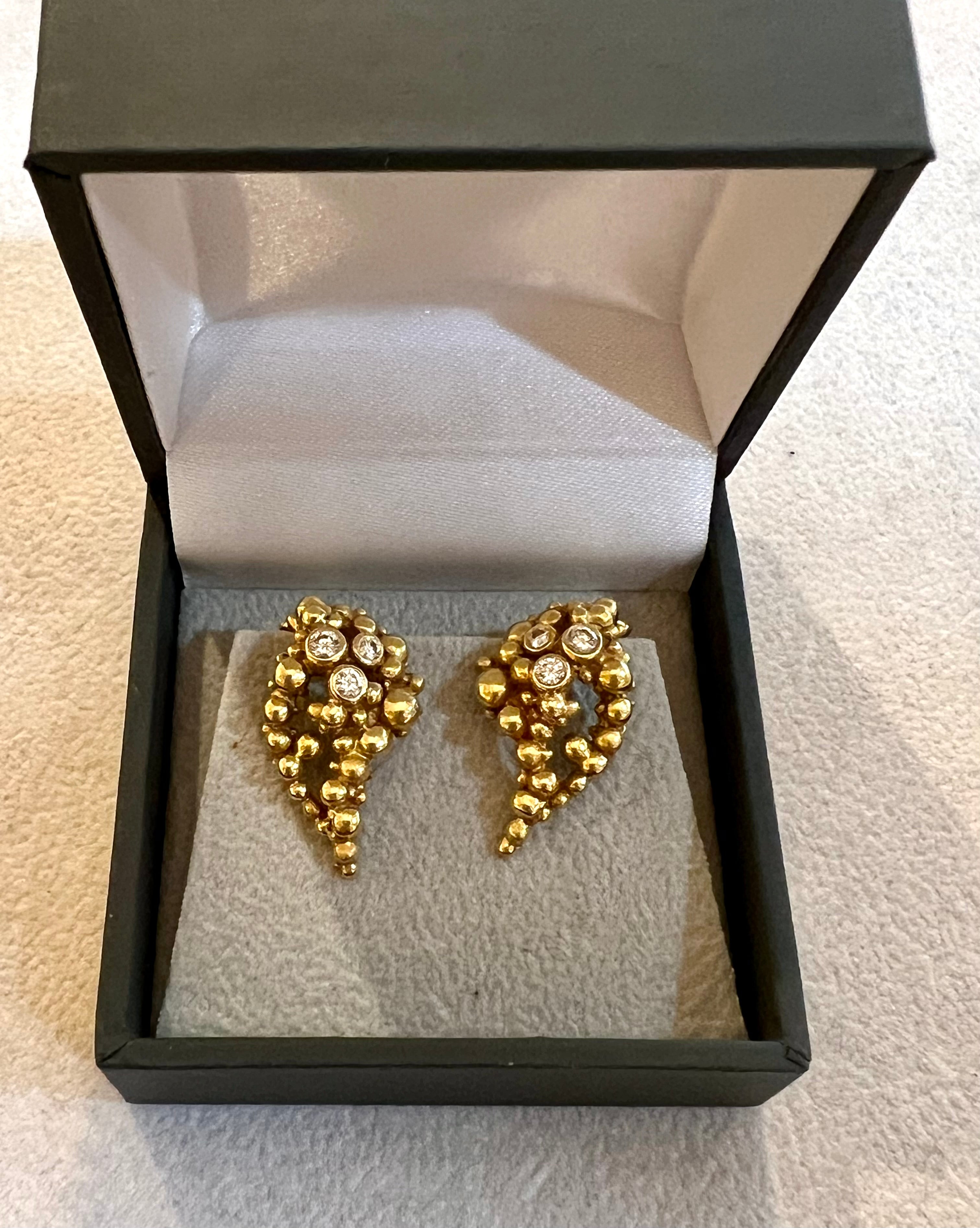 Gilbert Albert Diamonds 18 Carat Yellow Gold Grape Earrings 