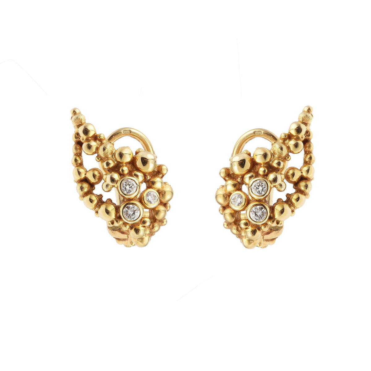 Gilbert Albert Diamonds 18 Carat Yellow Gold Grape Earrings 