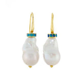 Baroque Pearls Opal 18 Carats Yellow Gold Earrings