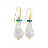 Boucles d'Oreilles Perles Baroques Opales Or Jaune 18 Carats