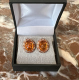 Spessartite Garnets Orange Sapphires Diamonds 18 Carats Rose Gold Earrings
