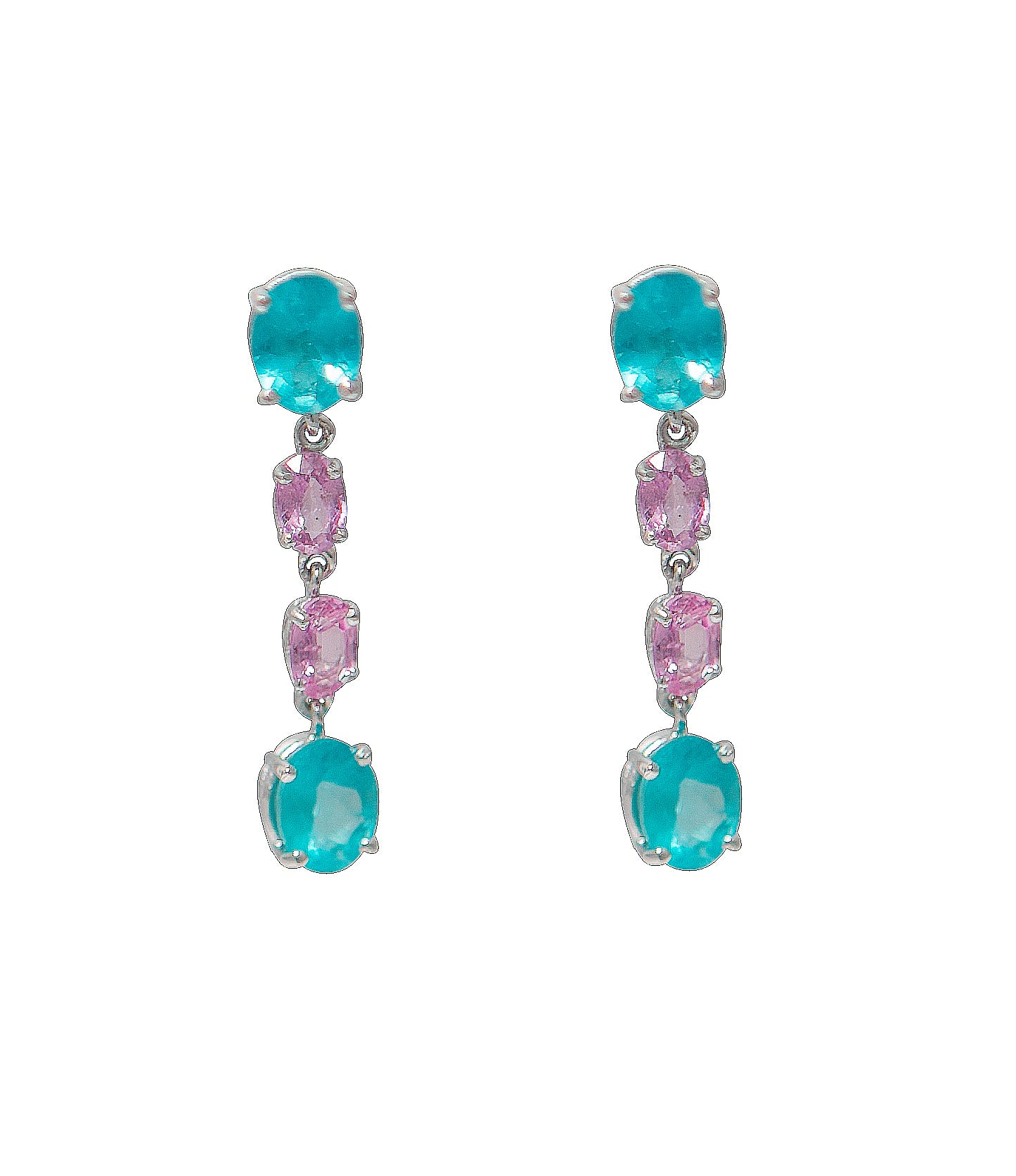 Apatites Pink Sapphires 18K White Gold Pendant earrings
