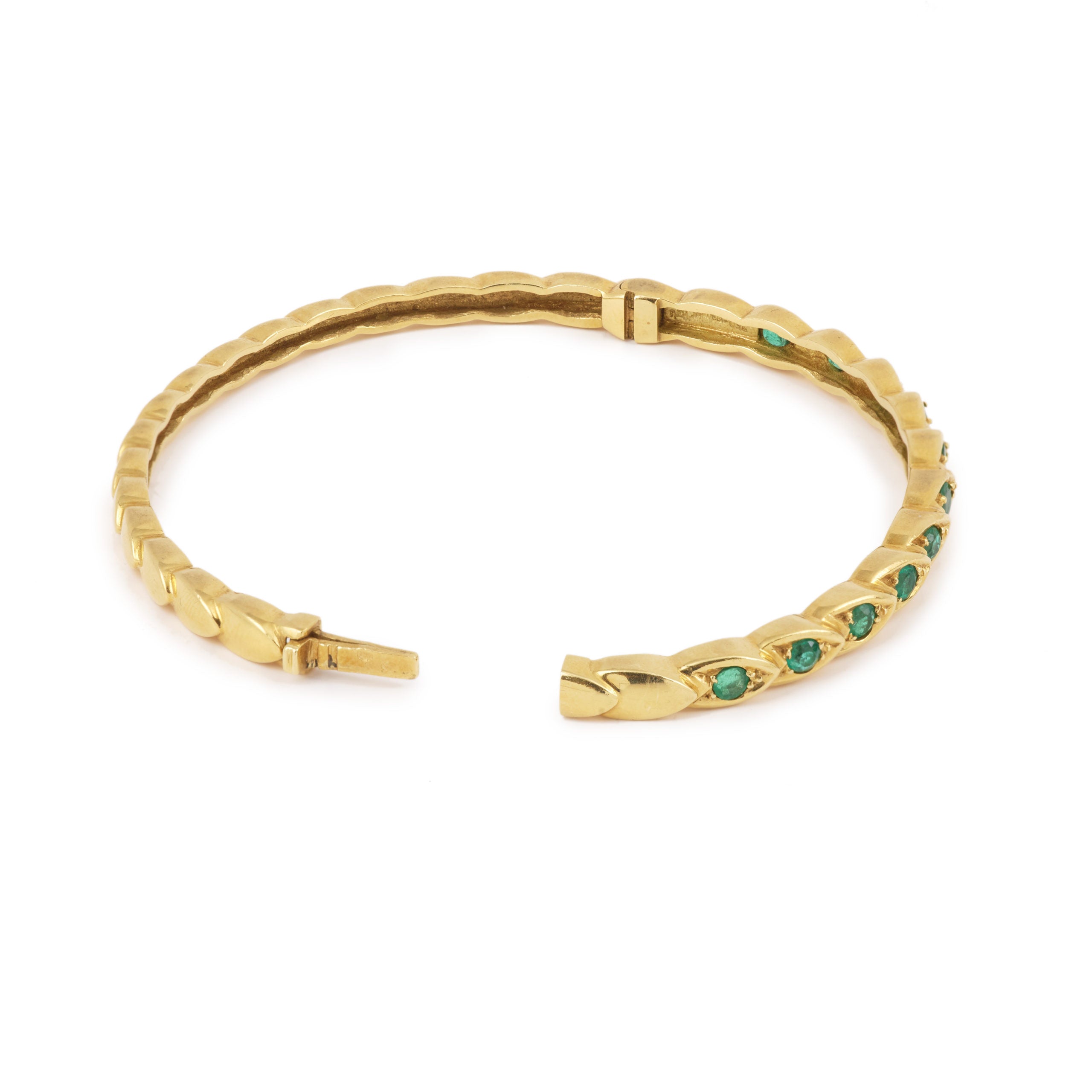 Chaumet Bracelet Jonc 11 Emeraudes Or Jaune 18 Carats