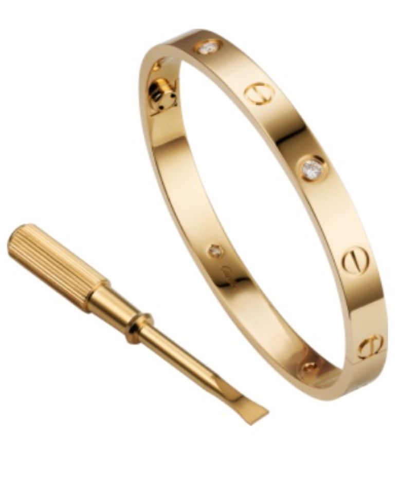 Cartier Mixed Gold and Diamond Double Love Bracelet (Size 17) | Harrods US
