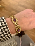 Bracelet Fin 19ème Améthystes Approx 10 Carats Or Jaune 18 Carats