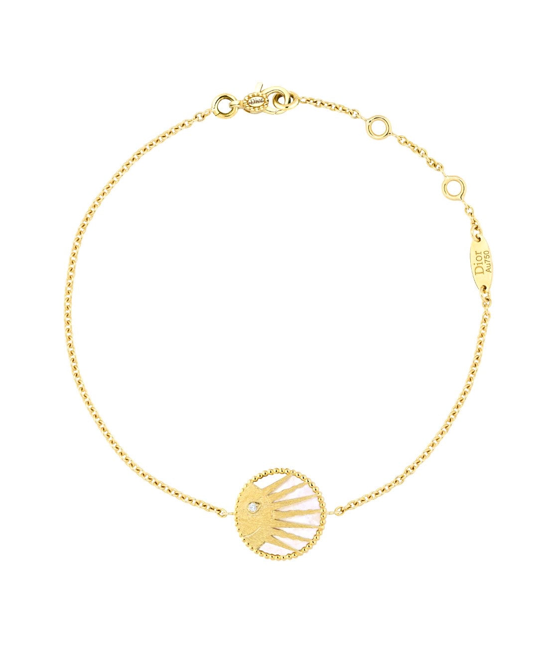 Dior Rose Des Vents “Rose Céleste” Mother Of Pearl & Onyx, Diamonds, 18 Carat Yellow Gold Bracelet